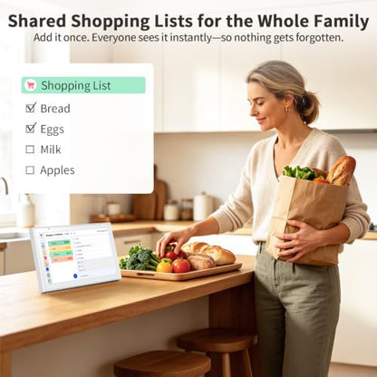 Digital Calendar, 10.1" Smart Touchscreen Electronic Family Calendar Organizer with Calendar Sync, Chore Chart, Meal Planner, To-Do Lists & Digital Photo Frame, Wall or Desk Mountable