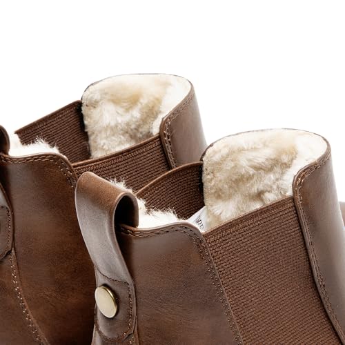 DREAM PAIRS Women's Chelsea Ankle Boots Winter Booties,Brown,7