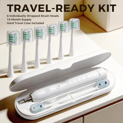 PERECT Sonic Electric Toothbrush for Adults, Rechargeable, 5 Modes, 6 Heads