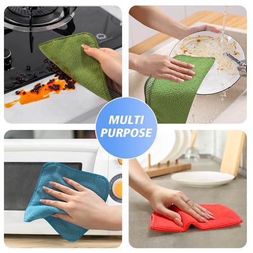 KinHwa Dish Cloths for Washing Dishes with Scrub Side, Microfiber Dish Rags