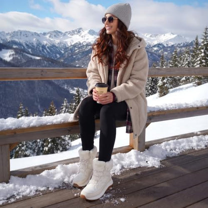 DREAM PAIRS Women's Waterproof Ankle Winter Snow Boots,Off-White,7