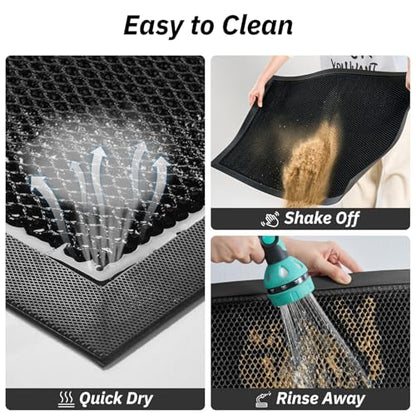 Front Door Mat Outdoor Mats for Entrance Dirt Trapper Doormat Welcome Mat Heavy Duty Non Slip Rubber Entry Mats for Outside Indoor Black 43X75cm