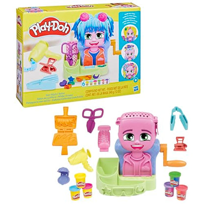 Play-Doh Hair Stylin' Salon Playset with 6 Cans, Pretend Play Toys for Girls and Boys Ages 3 and Up