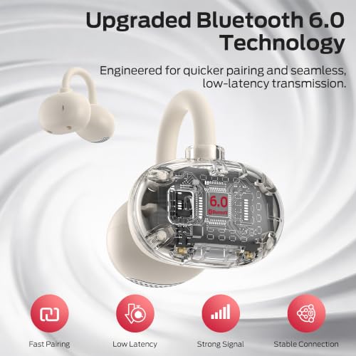 Oraolo Open Ear Clip-On Earbuds, Bluetooth Waterproof Wireless Headphones