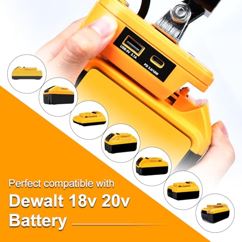 Fiihio Cordless LED Work Light Compatible with Dewalt 20V Max Battery