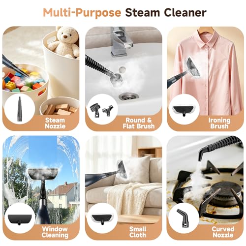 DEVOAC VM6 Scrubbing Steam Mop with Rotating Mop Pads, 10 in 1 Steam Mop, Lightweight Spin Mop & 3 Steam Modes for Hard Floor Laminate Marble Floors (Ink)