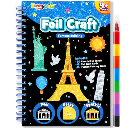 FUNNYB&G Foil Art Kit, Kids Crafts, Gifts for Girls Ages 4-8