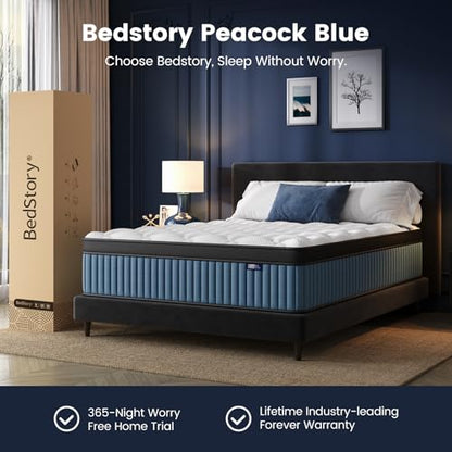 BedStory King Mattress Firm, 12 Inch Hybrid Individually Pocket Spring Mattress with Gel Memory Foam, King Size Mattresses in a Box for Lumbar Support ＆ Pressure Relief, CertiPUR-US Certified