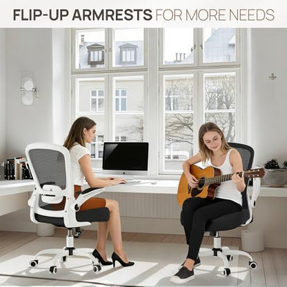 Office Chair, Ergonomic Desk Chair with Adjustable Lumbar Support & Seat Height, High Back Mesh Computer Chair with Flip-up Armrests Task Chairs