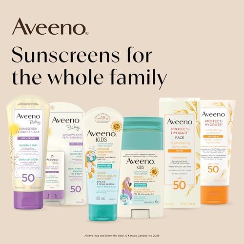 Aveeno Baby SPF 50 Mineral Sunscreen Lotion for Sensitive Skin, 88mL