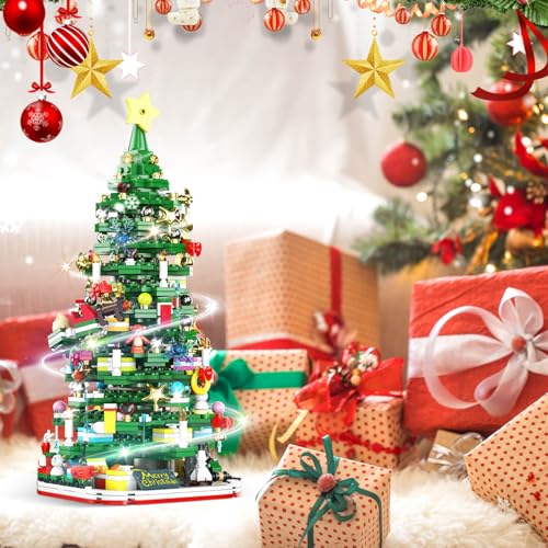 Advent Calendar 2026 Adult Teen Boy Girls Kids Christmas Tree Building Set Toys with Led light, Holiday 24 Days Christmas Countdown Calendars Xmas Tree, Fun Cute Gifts (1083 PCS)