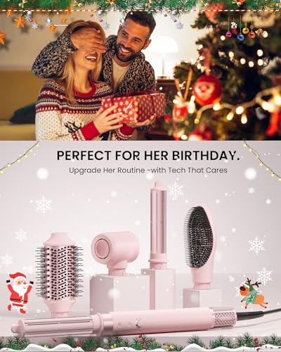 MESCOMB Hot Air Styler Hair Dryer Brush Kit, Peach Pink