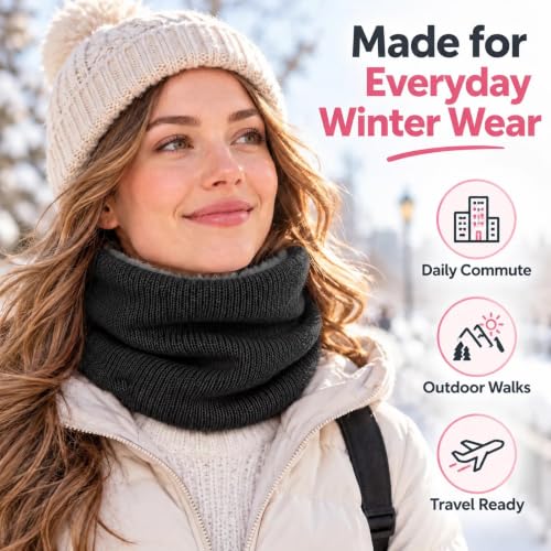 Winter Neck Warmer Fleece Lined Neck Gaiter Men Women Ski Gaiters | Soft Thick Fleece Lined Neck Gaiter, Unisex Thick Windproof Scarves, Warm Winter Face Cover Ski Gaiter for Cold Weather