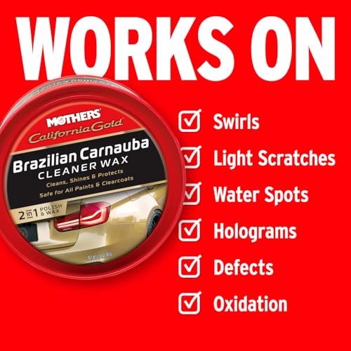 Mothers 35500 California Gold Brazilian Carnauba Cleaner Wax Paste, 12-Ounce