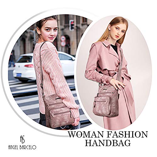 Angel Barcelo Crossover Purse and Handbags Crossbody Bags for Women,Ultra Soft Leather Neatpack Bag Shoulder Purses for Girl (D.PINK)