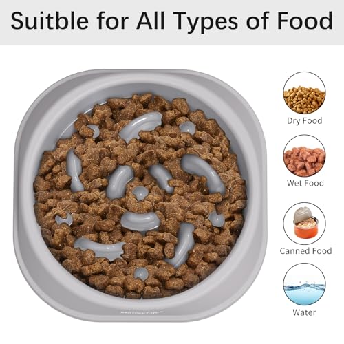 MateeyLife 1 Cup Interactive Dog Puzzle Bowl Slow Down Eating Dishes GrayBlack