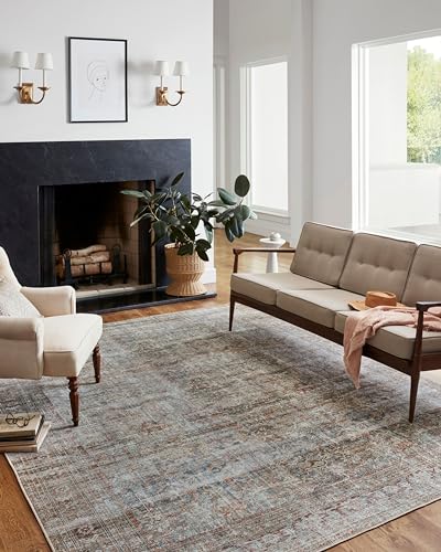 Loloi Chris Loves Julia Jules Collection JUL-05 Lagoon/Brick 18" x 18" Sample Rug