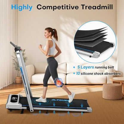 Treadmill with Incline, FOUSAE 5 in 1 Foldable 7.5 MPH Treadmill for Home with App Compatible, 12 Programes, 2.5 HP Under Desk Walking Pad Treadmill with Magnetic Remote Control Double Operation
