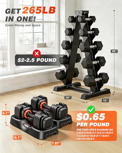 Rendpas Adjustable Dumbbells Set of 2, Quick-Lock Free Weights