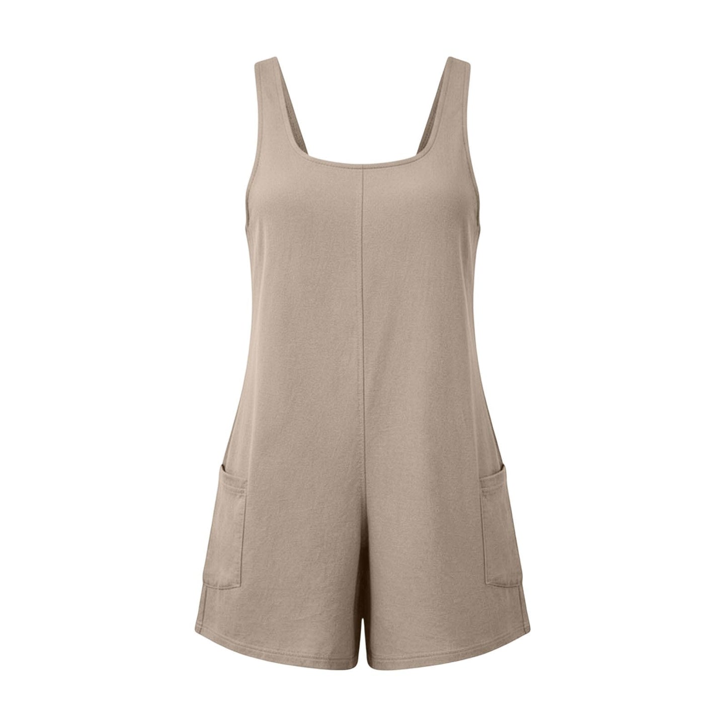 Generic Womens Rompers for Summer Linen Jumpsuits Sleeveless Loose Fit Shorts Overalls with Pockets Beach Vacation Clothes