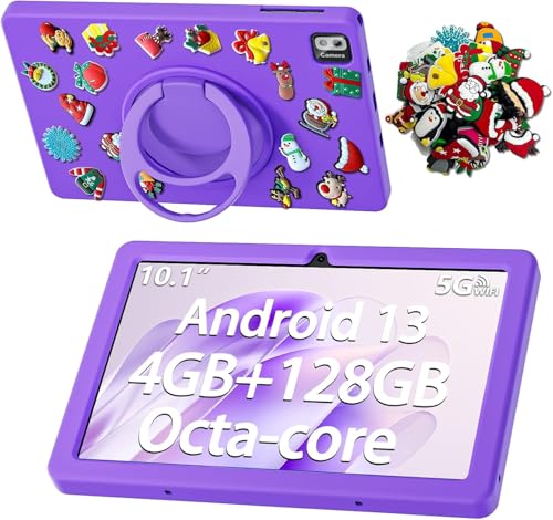 SGIN Tablet 10.1 Inch Tablet, 4(4+4) GB RAM 128GB ROM, Android 13 Tablets, Octa-Core 2.0Ghz Processor, 1280 * 800 IPS Screen, 2MP+8MP Camera, 6000mAh, WiFi, Bluetooth 5.0 (Purple)