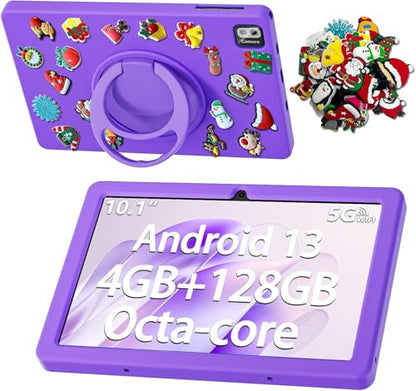 SGIN Tablet 10.1 Inch Tablet, 4(4+4) GB RAM 128GB ROM, Android 13 Tablets, Octa-Core 2.0Ghz Processor, 1280 * 800 IPS Screen, 2MP+8MP Camera, 6000mAh, WiFi, Bluetooth 5.0 (Purple)
