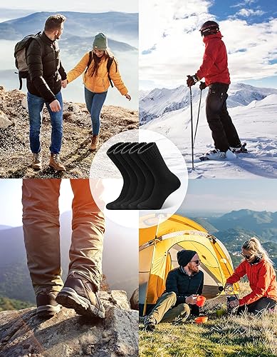 YADIFEN 5 Pairs Merino Wool Socks for Men Winter Cold Weather Extra Warm | Thermal Super Thick Hiking Sock Cozy Size 7-13 13-15