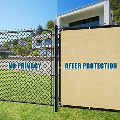 UIRWAY Fence Privacy Screen 4ft x 50ft Sand, Heavy Duty 170GSM 90% Visibility Blockage, UV Resistant Outdoor HDPE Fence Covering Windscreen for Chain Link Fence Backyard Garden Patio with Cable Ties