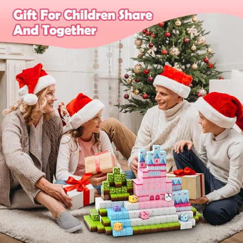 PINKCAT 100PCS Magnetic Blocks, Kids Building Pink Fantasy Castle Cubes, Stacking Tiles, STEM Sensory Toys for Toddlers, Kids Travel Essentials Toy, 3 4 5 6 7 8-12 Years Girls Boys Gifts