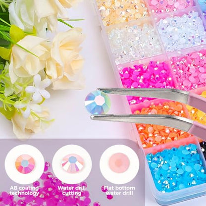 24 Colours Bedazzling Kit with Glue, 22000Pcs 3mm Resin Flatback Rhinestone, Bedazzle Kit Comes with a Full Set of Tools, Bedazzling Gems for Nail Art Crafting Book Makeup Clothing Shoes Diamond Art