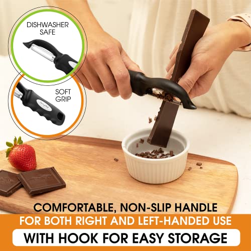 Spring Chef Premium Swivel Vegetable Peeler, Soft Grip Handle and Ultra Sharp Stainless Steel Blades - Perfect Kitchen Peeler for Veggie, Fruit, Potato, Carrot, Apple - Black