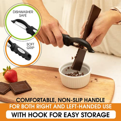 Spring Chef Premium Swivel Vegetable Peeler, Soft Grip Handle and Ultra Sharp Stainless Steel Blades - Perfect Kitchen Peeler for Veggie, Fruit, Potato, Carrot, Apple - Black