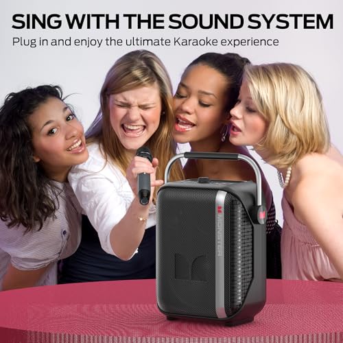 Monster Traveler Mini Bluetooth Speaker with Wireless Microphone, 80W Powerful Wireless Speaker with Deep Bass, Karaoke Machine Mode, 12H Playtime, 3 EQ Modes, 20m Control Range with Remote