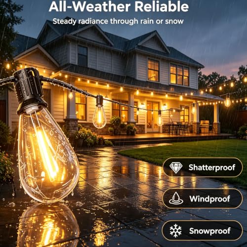 120FT Solar String Lights Outdoor with Remote, 32+2 LED Shatterproof Bulbs, USB Charging, Dimmable & Timable,S11 Waterproof Solar Lights for Outside Backyard Patio Garden Decor