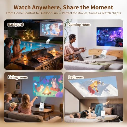 Telonixium 1080P Full HD Mini Projector Portable, 4K Support, 270° Rotation
