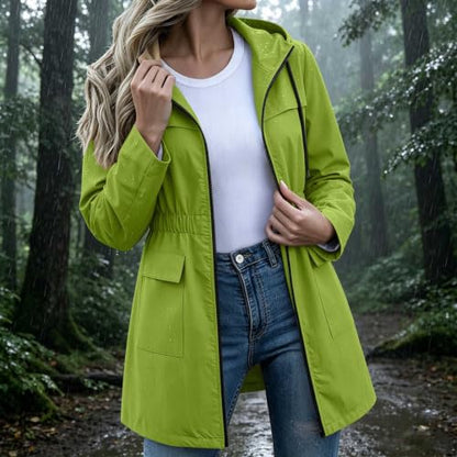 Jacket Women Rain Jacket Women 2026 Long Hooded Zip Up Waterproof Windbreaker Coat With Pockets Casual Fall Winter Outdoor Raincoat Green Large