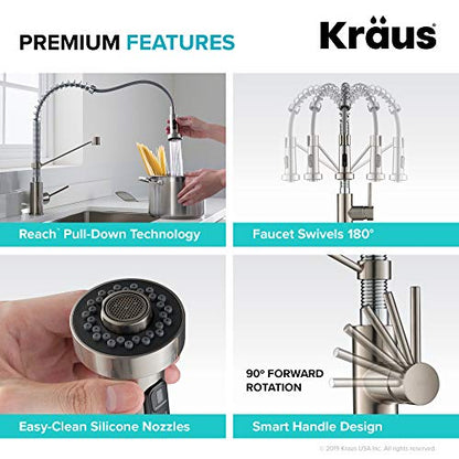 Kraus KPF-1610SSCH Bolden Single Handle 18" Commercial Kitchen Faucet, Stainless Steel/Chrome