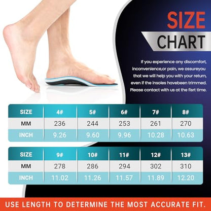 PCSsole Plantar Fasciitis Insoles, Heavy Duty High Arch Support Inserts
