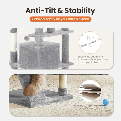 Sweetcrispy 138cm Cat Tree Tower with Scratching Posts, Indoor Use