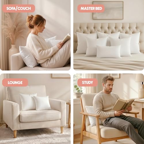 Utopia Bedding Throw Pillows Insert (Pack of 2, White) - 18 x 18 Inches Bed and Couch Pillows - Indoor Decorative Pillow