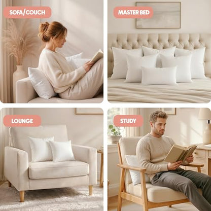 Utopia Bedding Throw Pillows Insert (Pack of 2, White) - 18 x 18 Inches Bed and Couch Pillows - Indoor Decorative Pillow