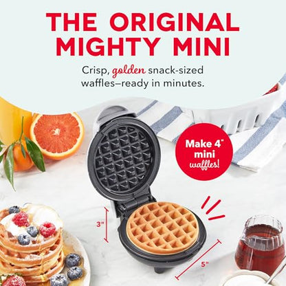 Dash Mini Maker: The Mini Waffle Maker Machine for Individual Waffles, Paninis, Hash browns, & other on the go Breakfast, Lunch, or Snacks - Silver