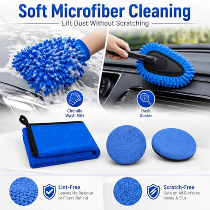 QSLKING 30PCS Car Detailing Brush Set, Car Cleaning Wash Brushes Kit Tool