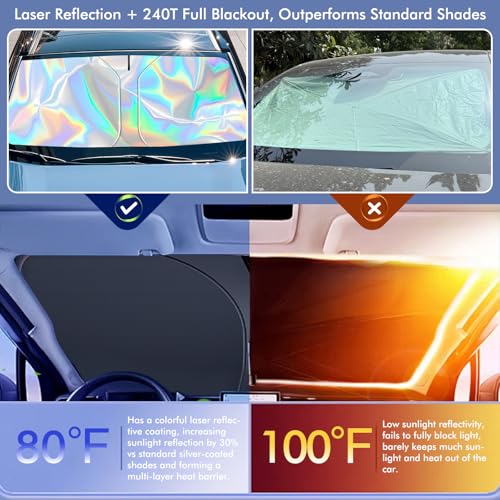 RECCI 240T Laser Reflective Windshield Sun Shade, Heat & UV Protection