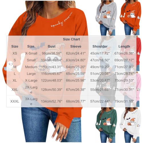 Cute Halloween Sweatshirts for Women Ghost Pumpkin Fleece Pullover