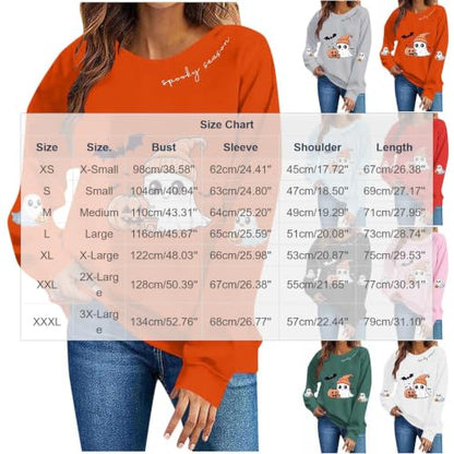 Cute Halloween Sweatshirts for Women Ghost Pumpkin Fleece Pullover