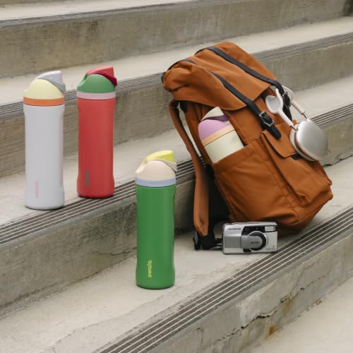 Owala FreeSip Insulated Stainless Steel Water Bottle with Straw for Sports and Travel, BPA-Free, 24-oz, Red/Aqua (Summer Sweetness)