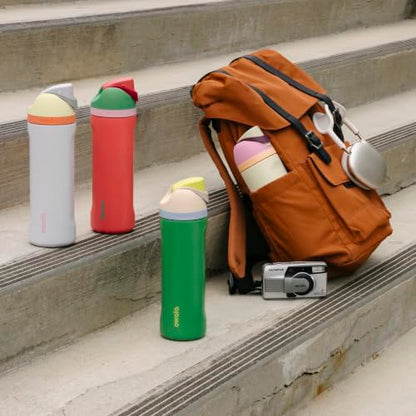 Owala FreeSip Insulated Stainless Steel Water Bottle with Straw for Sports and Travel, BPA-Free, 24-oz, Red/Aqua (Summer Sweetness)