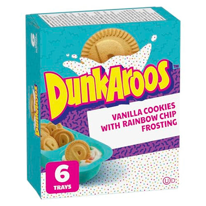 Betty Crocker Dunkaroos Vanilla Cookies with Rainbow Chip Vanilla Frosting, Package of 6 Trays of Dunkaroos