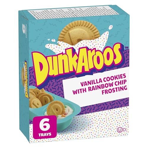 Betty Crocker Dunkaroos Vanilla Cookies with Rainbow Chip Vanilla Frosting, Package of 6 Trays of Dunkaroos